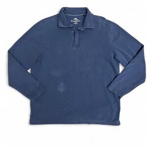 Tommy Bahama Blue Cotton 1/4 Zip Long Sleeve Shirt Size Large